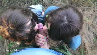 Ulkona Suihinotto, Cum mouth, Cum suudella - jaan Mieheni kanssa minun StepSis, imeä miehen munaa - POV 3some bj StepSisters Moore